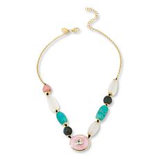 Rarities Gold-Plated Multigemstone Bead Cabochon Station Necklace
