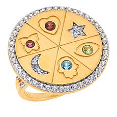 Rarities Gold-Plated Sterling Silver Multi-Gem Symbol Ring