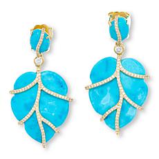 Rarities Gold-Plated Turquoise-Color Magnesite & Zircon Leaf Earrings