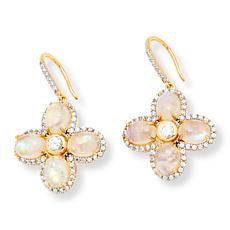 Rarities Moonstone and White Zircon Drop Earrings  