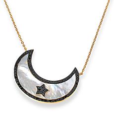 Rarities Mother-of-Pearl & Black Diamond Crescent Moon 18" Necklace