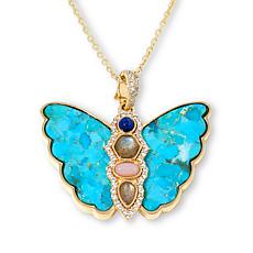 Rarities Multigemstone Butterfly Enhancer Pendant with Chain