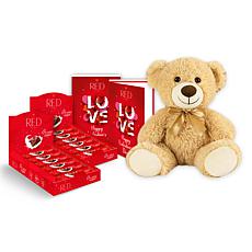 RED Chocolate 24-count Milk Chocolate Bars with Plush Bear and Card
