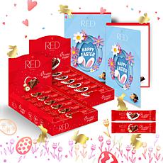 RED Chocolate 24-ct Nuts & Milk Chocolate Bars w/Easter Card