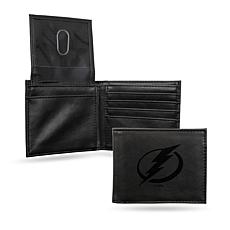 Rico NHL Laser-Engraved Black Trifold Wallet - Lightning