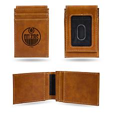 Rico Oilers Laser-Engraved Brown Front Pocket Wallet