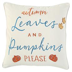 Rizzy Home Harvest "Autumn Leaves & Pumpkins Please" 20" x 20" Pillow