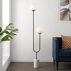 Safavieh Leif 2-Light Black Iron and White Glass Floor Lamp