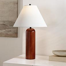 Safavieh Rennie Walnut Wood Table Lamp with Fabric Shade