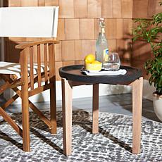 Safavieh Serka Side Table with Concrete Top and Acacia Base