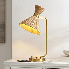 Safavieh Sohma Table Lamp with USB, Brass/Natural, 22.75"H
