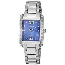 Seiko Women's Stainless Steel Blue Dial Diamond Bracelet Watch