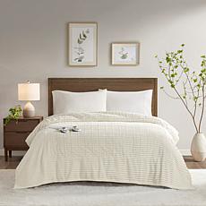 Serta Corded Texture Plush Heated Blanket with 10 Heat Settings Twin