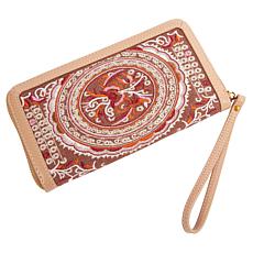 Sharif Legacy 3D Embroidered Melange Leather Wristlet Wallet