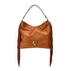 Sharif Legacy Cougar Eyelet Pebble Leather Fringe Hobo