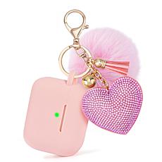 Silicone Case w/Bling Heart and PomPom Keychain for Apple AirPod Pro