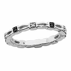 Simply Stacks™ Sterling Silver Black & White Diamond Square Set Ring