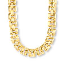 Soave Oro 14K Gold Electroform 3-Row Panther-Link 18" Necklace