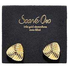 Soave Oro 14K Gold Electroform Triangular Knot Stud Earrings