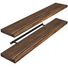 Solid Pine Wood Floating Shelves, 9" x 35", 2-Pack