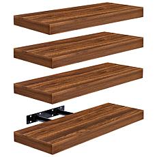 Sorbus Floating Faux Wood Wall Shelves 16.25" x 5.5"