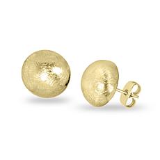 Stately Steel Brushed Metal Half-Ball Stud Earrings