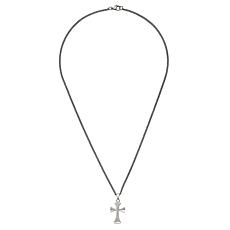Stately Steel Cable Link Chain with Brush Cross Pendant