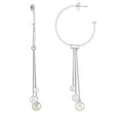 Stately Steel Hoop Bead Drop Earrings