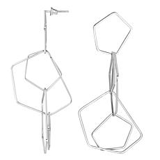 Stately Steel Pentagon Dangle Earrings