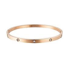 Stately Steel Stainless Steel CZ Bangle Bracelet