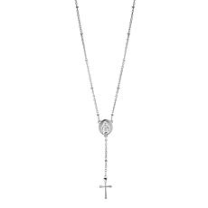 Stately Steel Stainless Steel Rosary Necklace
