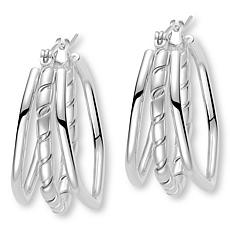 Stately Steel Triple Hoop Earrings