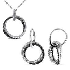 Sterling Silver 0.10ctw Diamond Entwined Earrings and Pendant Set