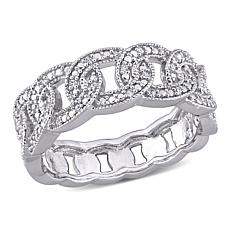 Sterling Silver 0.10ctw Diamond Link Ring