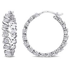 Sterling Silver 1.20ctw Moissanite Wave Hoop Earrings
