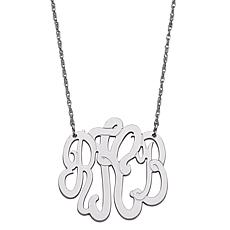 Sterling Silver 3-Initial Script Monogram Necklace - Medium