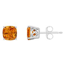 Sterling Silver 6mm Cushion-Cut Gemstone Stud Earrings