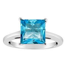 Sterling Silver 8mm Princess-Cut Gemstone Ring