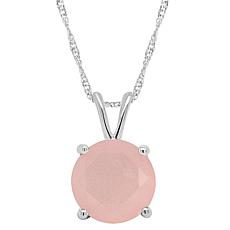 Sterling Silver 8mm Round Gemstone Solitaire Pendant with Chain