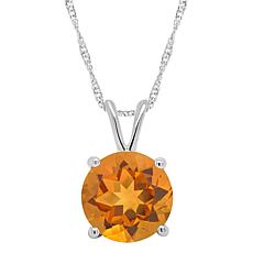 Sterling Silver 8mm Round Gemstone Solitaire Pendant with Chain