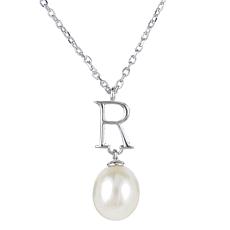 Sterling Silver Cultured Freshwater Pearl "R" Initial 16" Necklace
