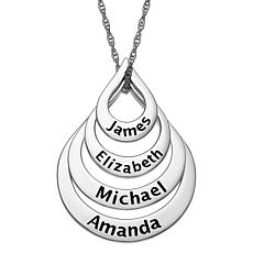 Sterling Silver Nesting Teardrop Names Necklace - 4 Names