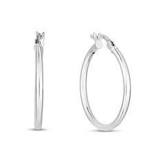 Sterling Silver Round Tube Round Hoop Earring -1 15/16"