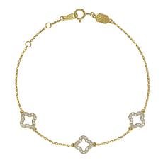 Suzy Levian 14K Gold .27ctw Diamond Clover Station Bracelet