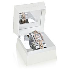 Tahari Two-Tone Women's Rectangle Dial Crystal-Accented Bracelet Watch