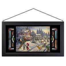 Thomas Kinkade Disney Mickey's Victorian Christmas Framed Glass Art