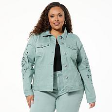 Tower Hill Christie Brinkley Eyelet Embroidered Denim Jacket