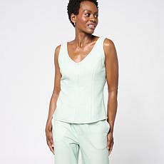 TowerHill by Christie Brinkley Double Take Denim Knit Illusion Tank 