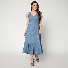 TowerHill by Christie Brinkley Double Take Denim Knit Illusion Dress 