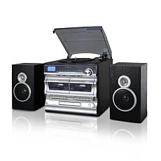 Trexonic 8-in-1 Black 3-Speed Turntable Stereo System w/ Recording